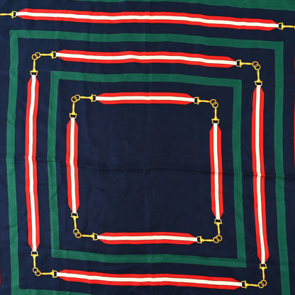 Gucci Silk Horsebit Stripe Scarf Red Green 2 of 4