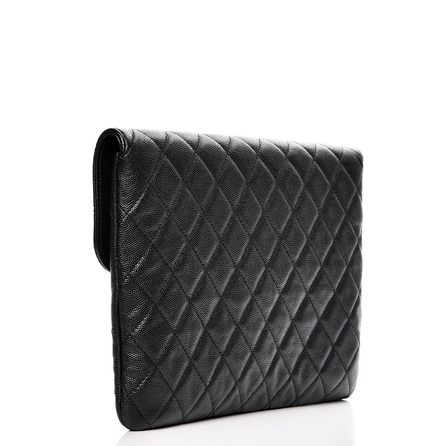 Caviar Quilted Medium Golden Class Pouch Black