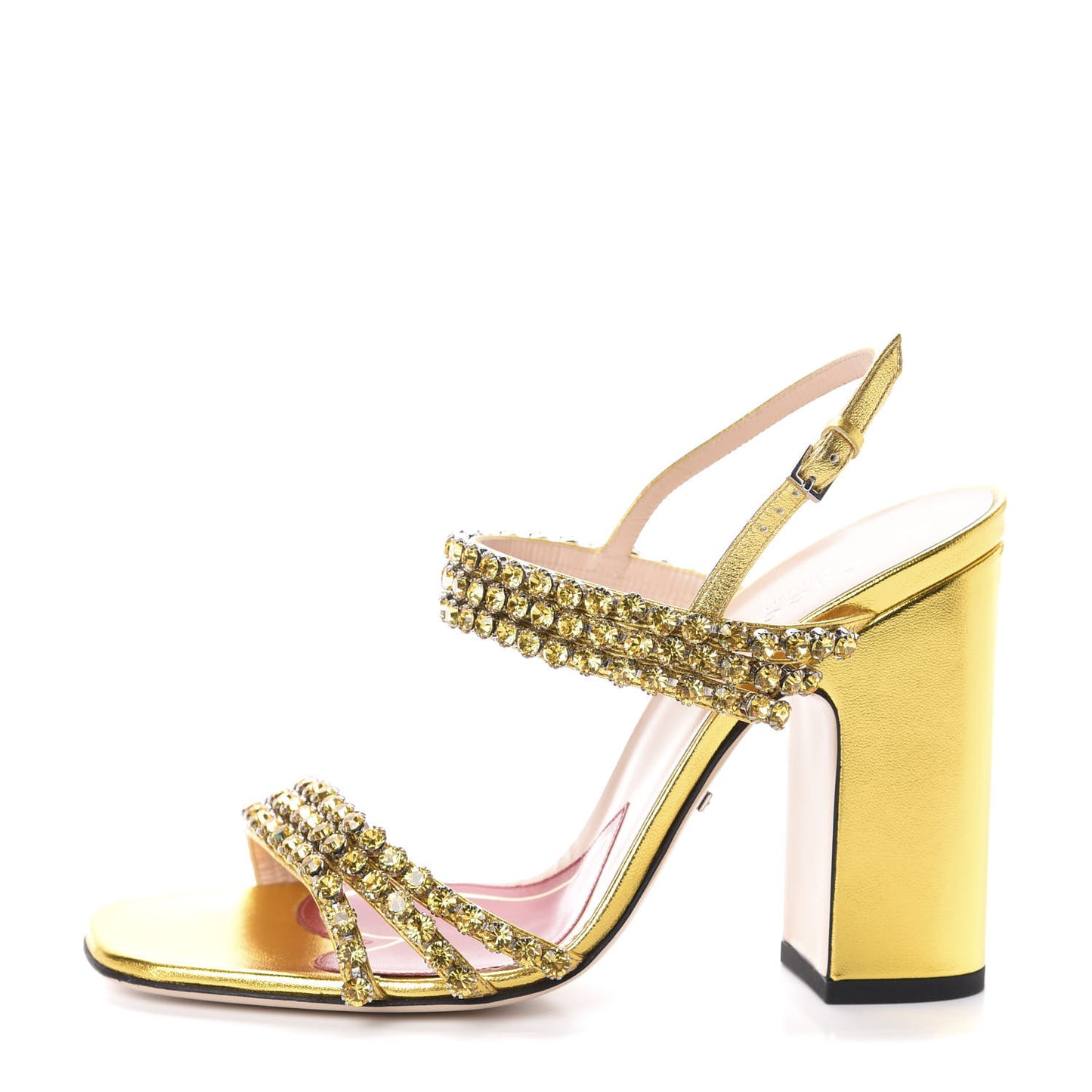 Nappa Silk Crystal Bertie High Heel Sandals 37.5 Gold