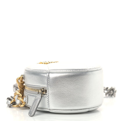 Chanel Metallic Lambskin Quilted Chanel 19 Round Clutch With Chain Silver 4 of 9