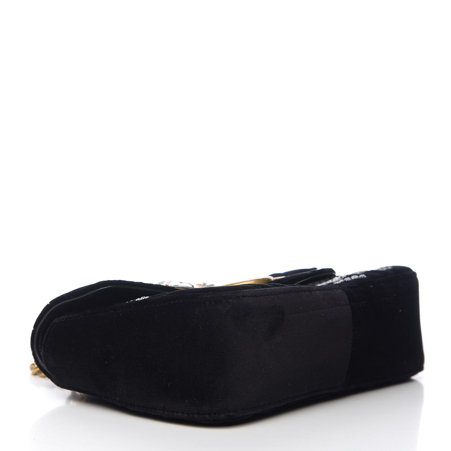 Velvet Matelasse Marquise Crystals Embroidered Small GG Marmont Shoulder Bag Black