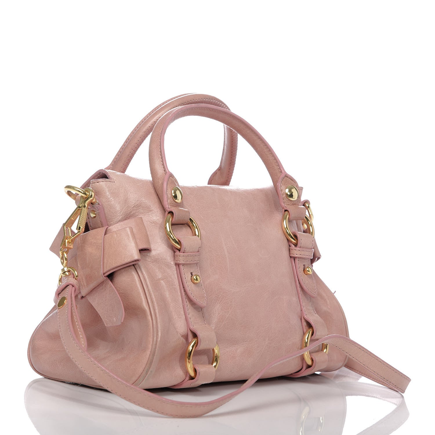Miu Miu Vitello Lux Mini Bow Bag Loto 3 of 12