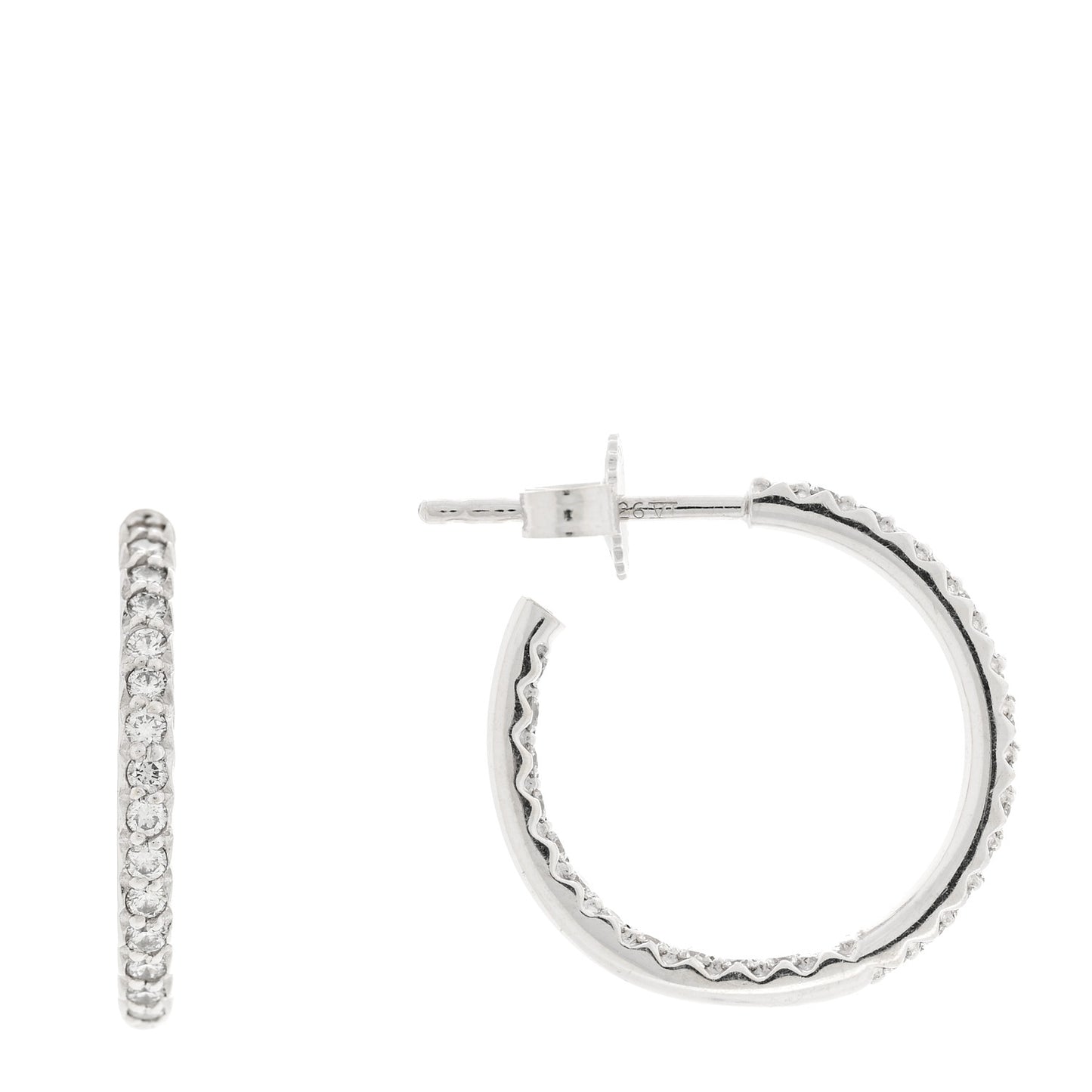 18K White Gold Diamond .52ctw Inside Outside Hoop Earrings