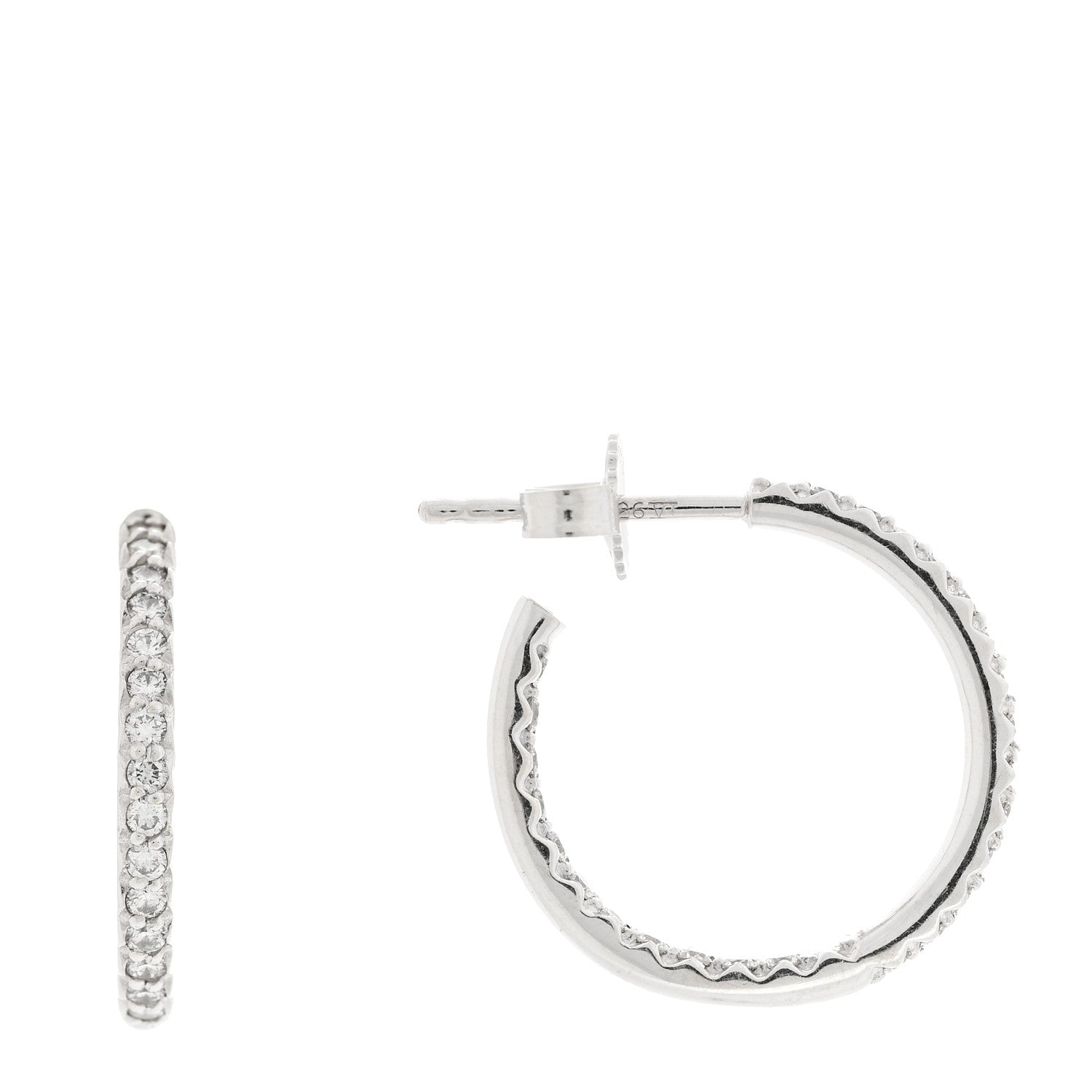 Roberto Coin 18K White Gold Diamond .52ctw Inside Outside Hoop Earrings 1 of 4