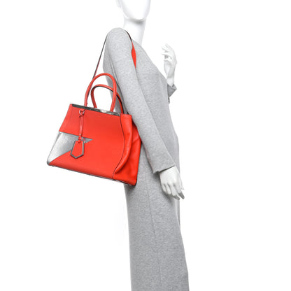 Fendi Vitello Elite Regular 2Jours Tote Papavero Silver 2 of 14