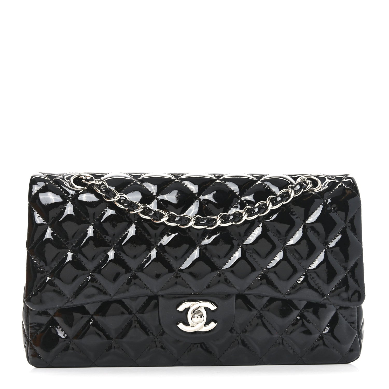 Chanel Patent Quilted Medium Double Flap Black 1 of 11