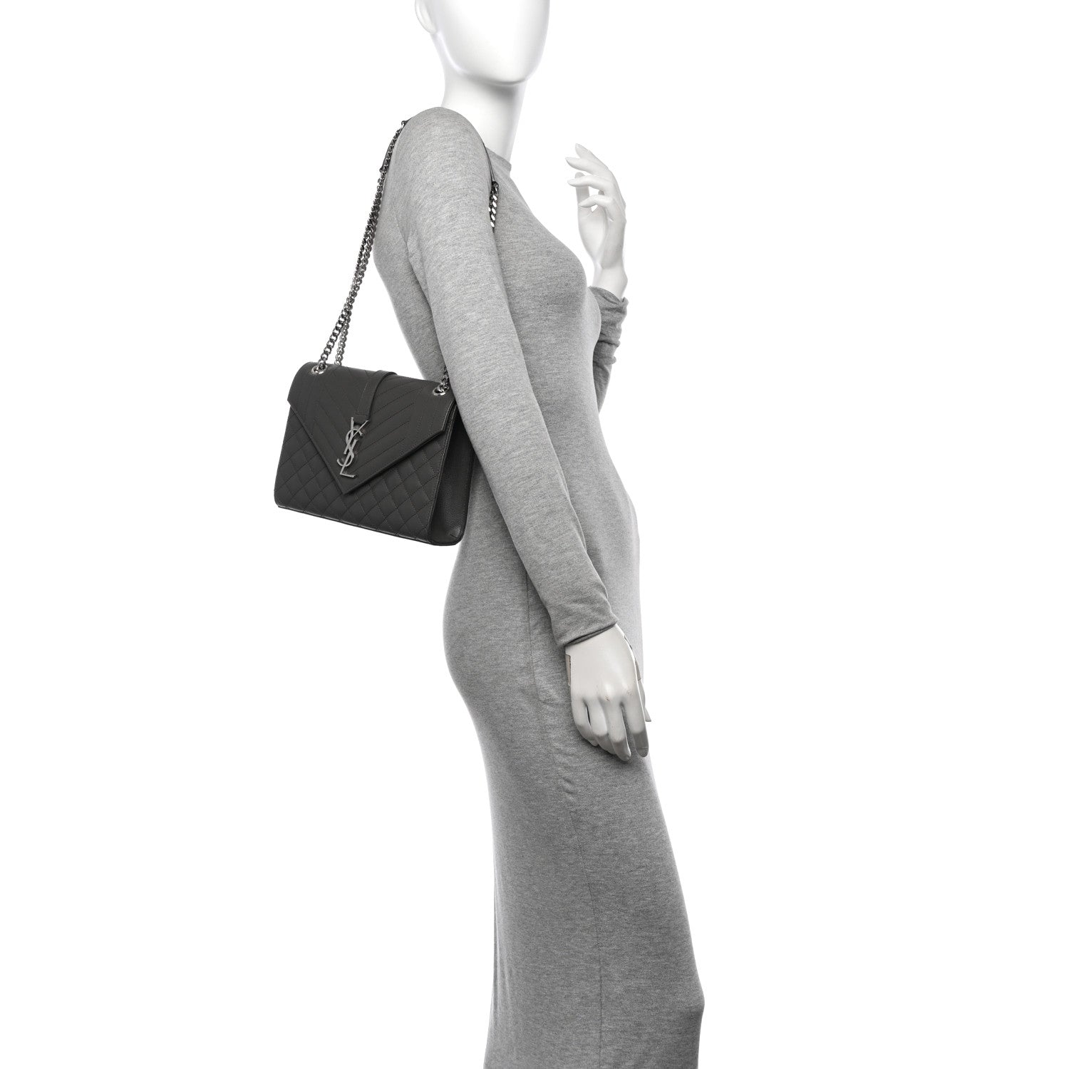 Saint Laurent Grain De Poudre Textured Mixed Matelasse Medium Triquilt Monogram Satchel Earth 2 of 11