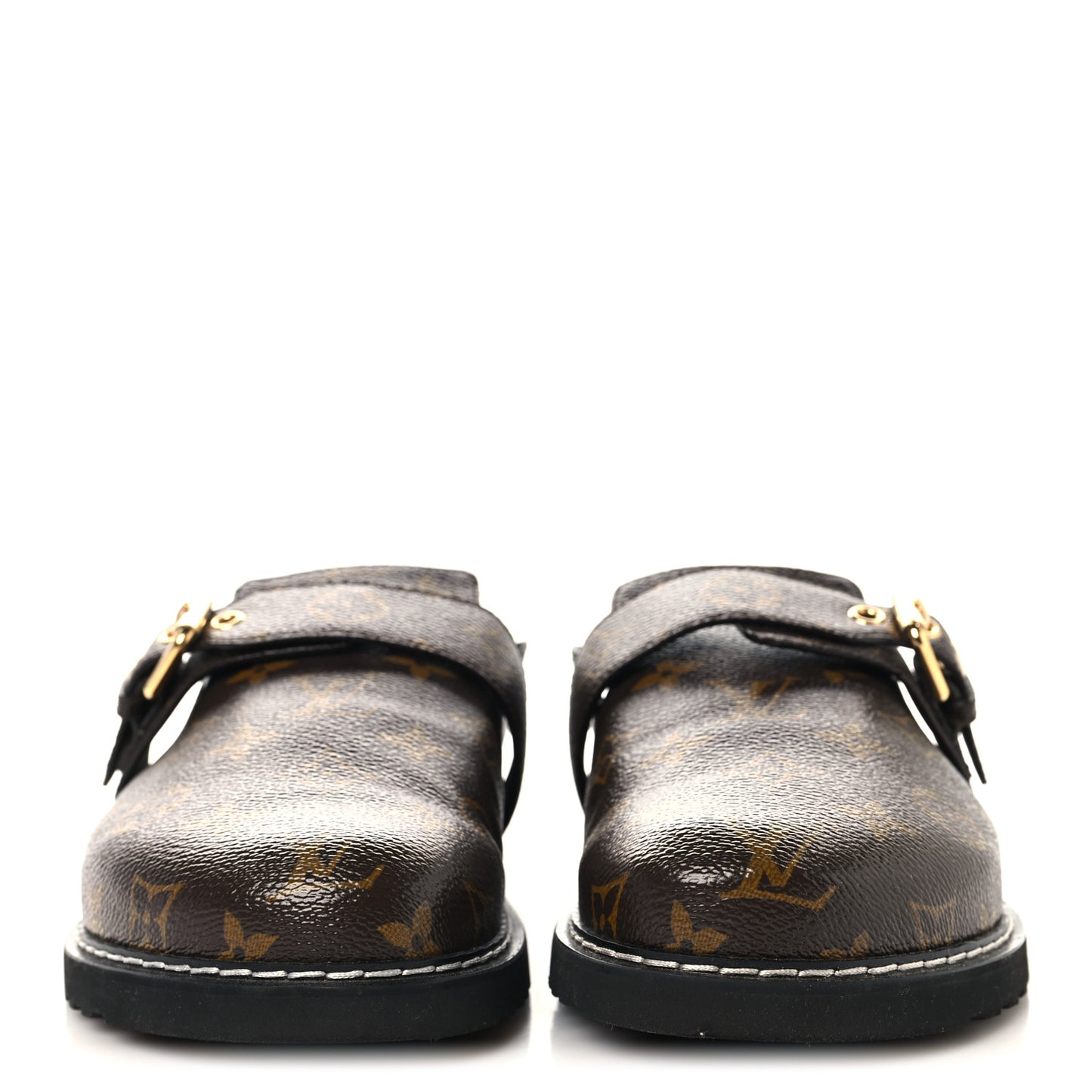 Patent Monogram Womens Cosy Flat Comfort Clog Mules 39 Brown