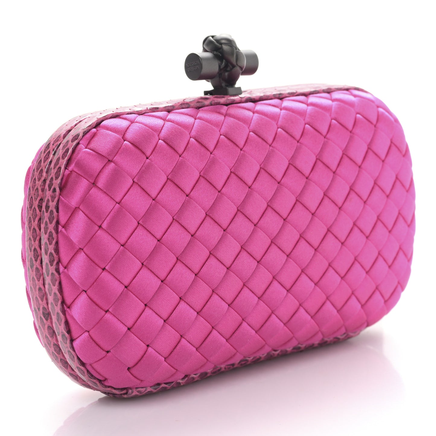 Satin Intreccio Impero Ayers Knot Clutch Rosa Shock