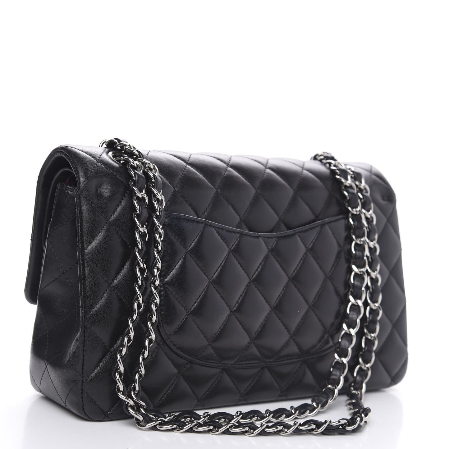 Lambskin Quilted Medium Double Flap Black