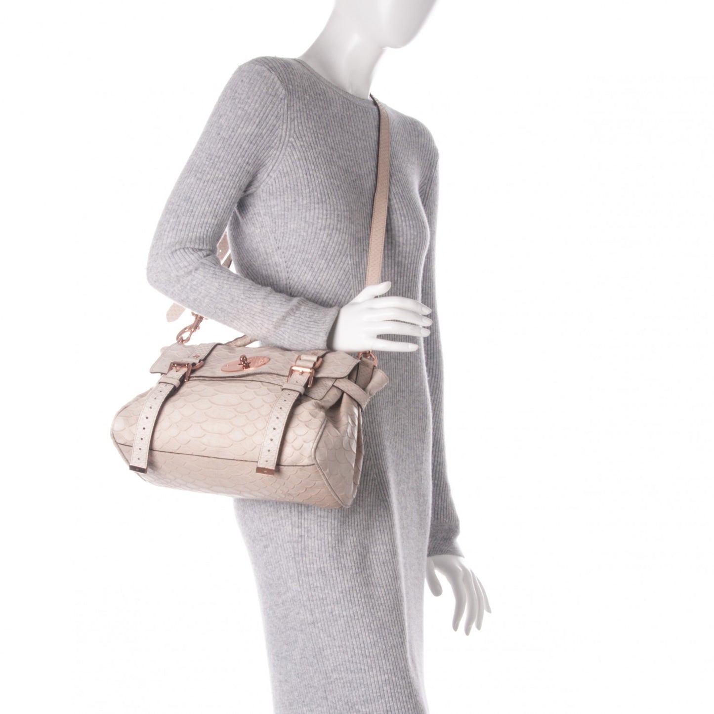 Silky Snake Print Alexa Pebbled Beige