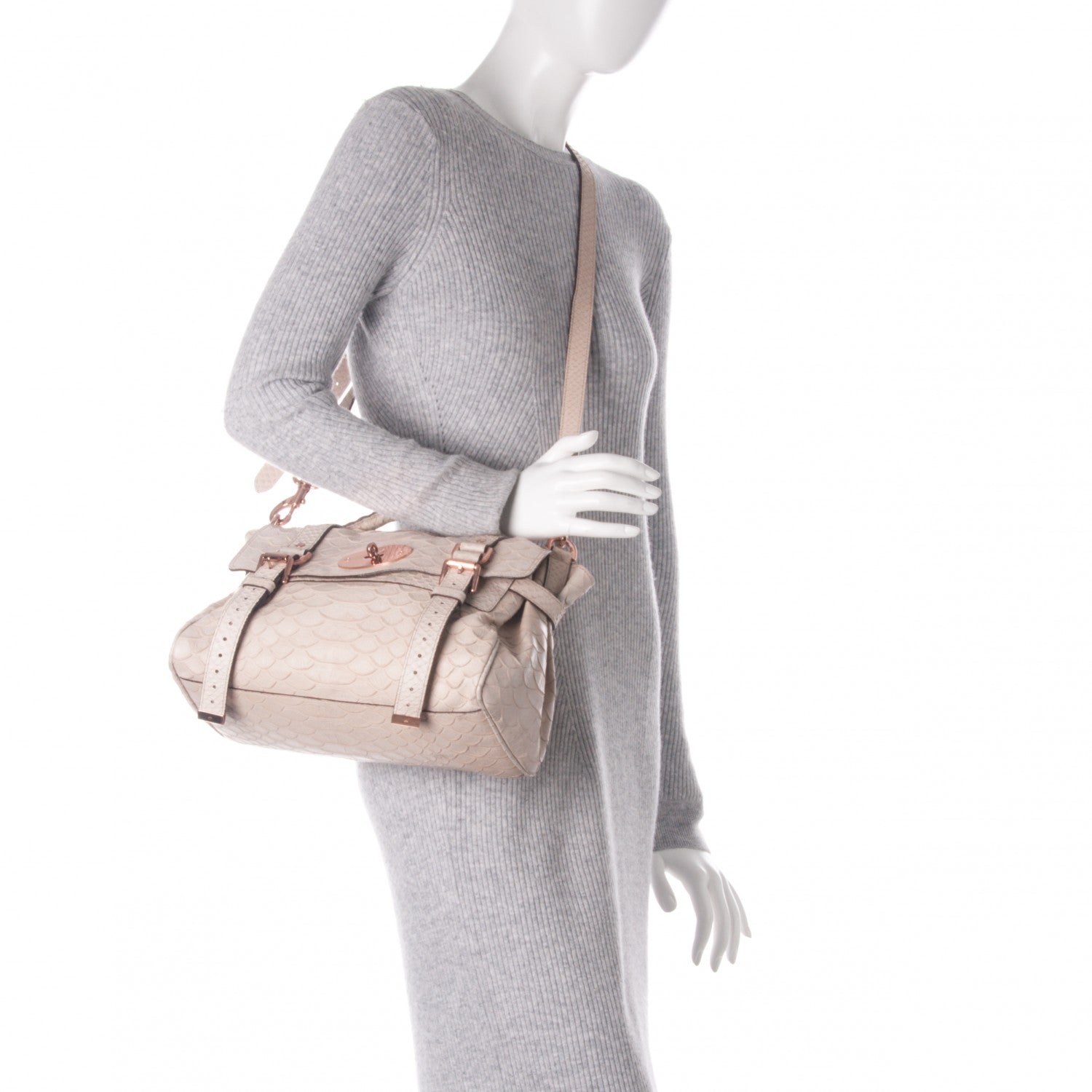 Mulberry Silky Snake Print Alexa Pebbled Beige 2 of 8