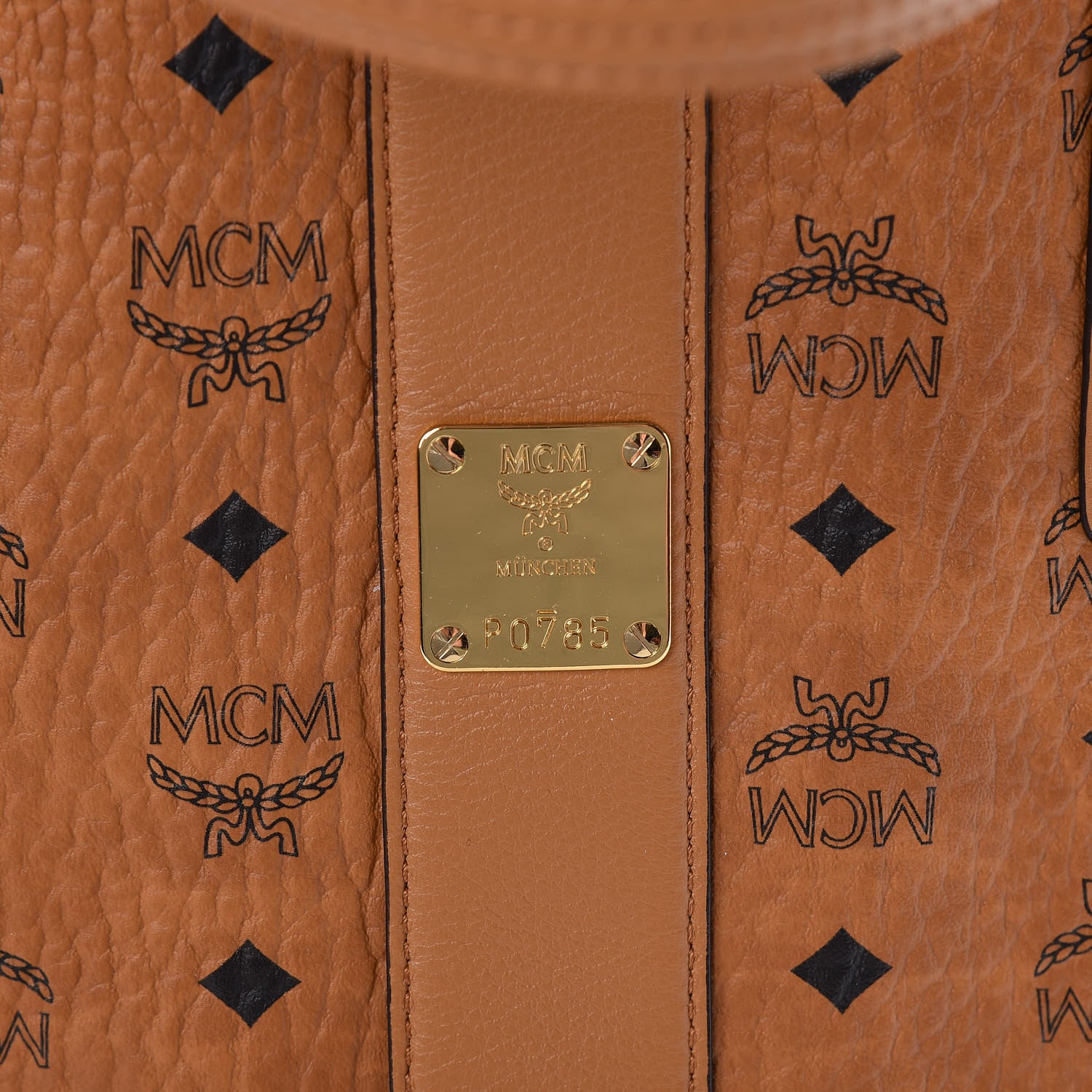 MCM Visetos Medium Liz Reversible Shopper Tote Cognac 10 of 14