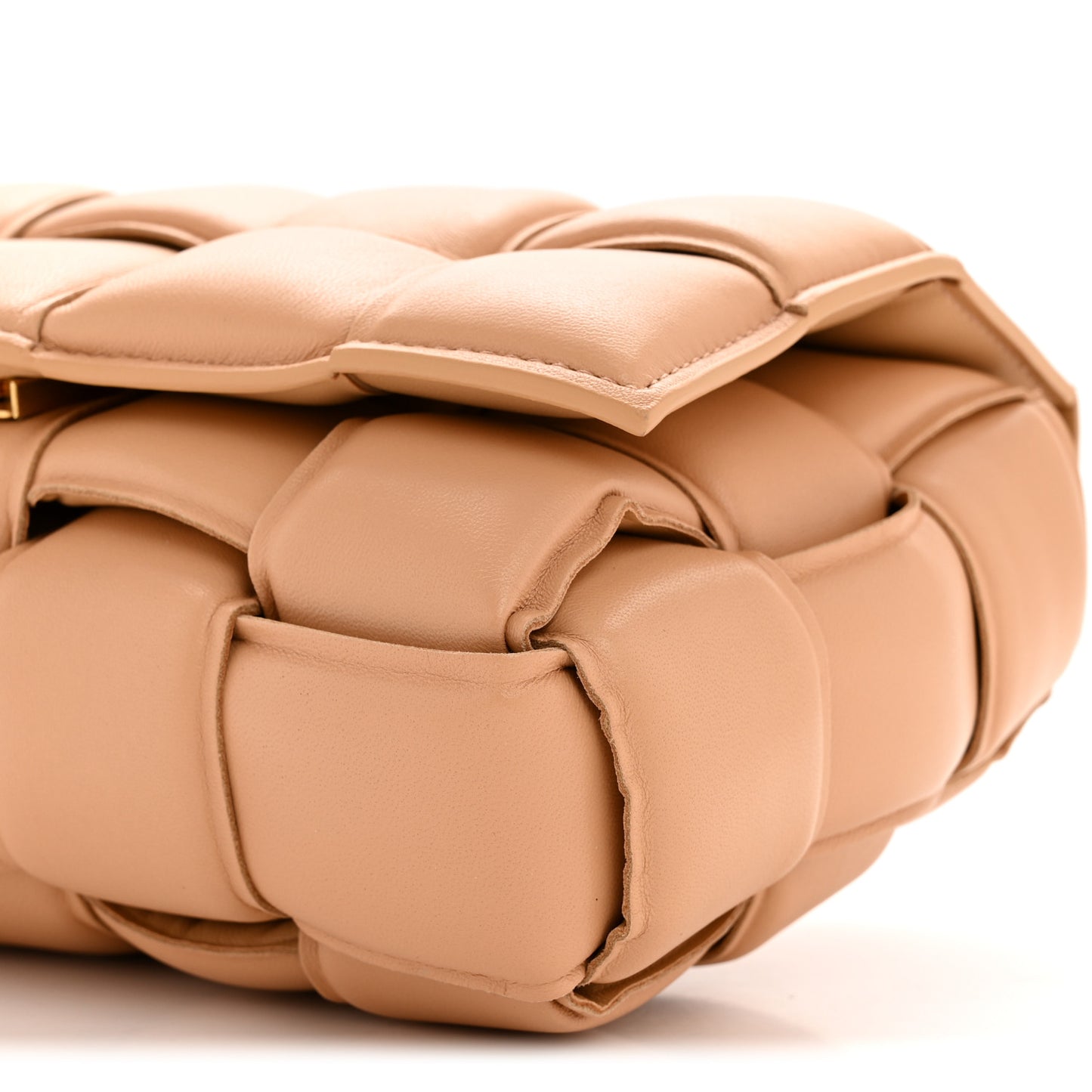 Nappa Maxi Intreccio Padded Cassette Crossbody Bag Almond