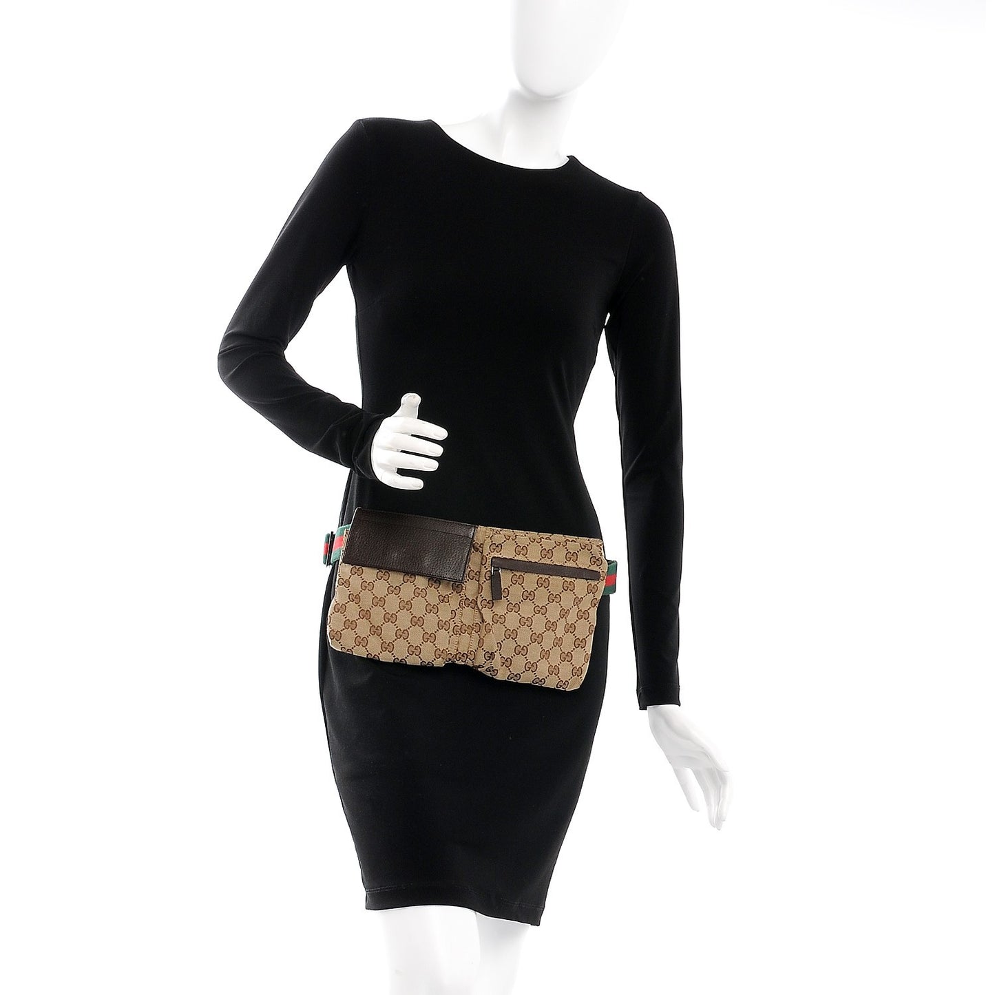 Monogram Web Belt Bag Dark Brown