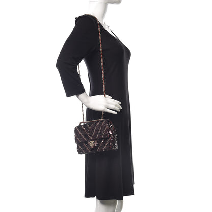 Chanel Sequins Chevron Classic Flap Burgundy 2 of 9