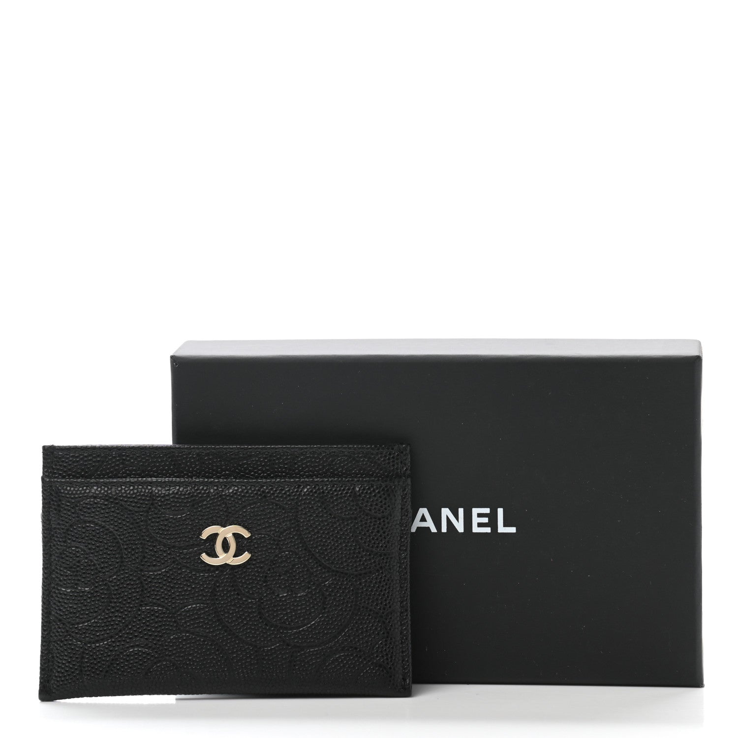 Chanel Caviar Camellia Embossed Card Holder Black 9 of 9