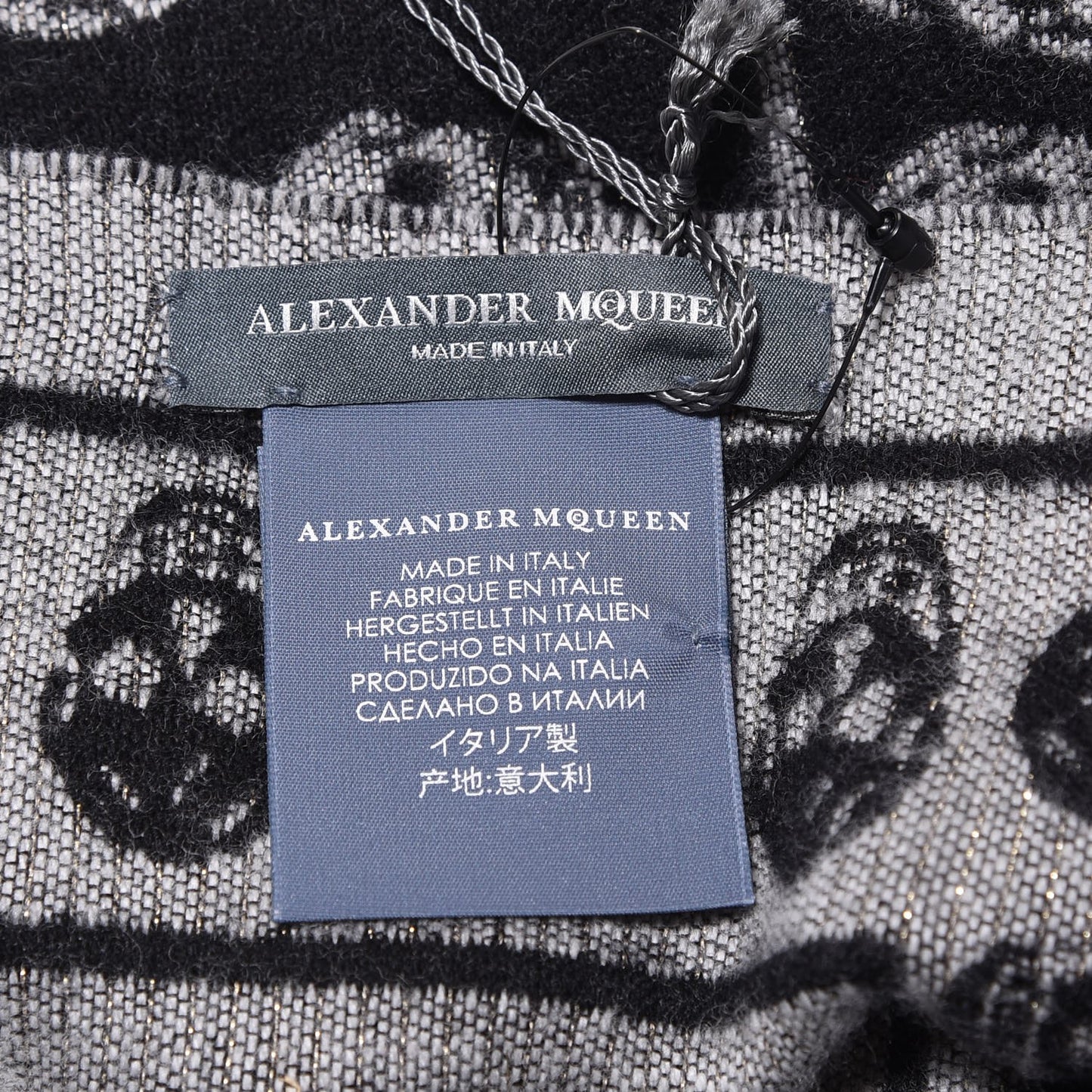 Wool Large Skull Scarf Black