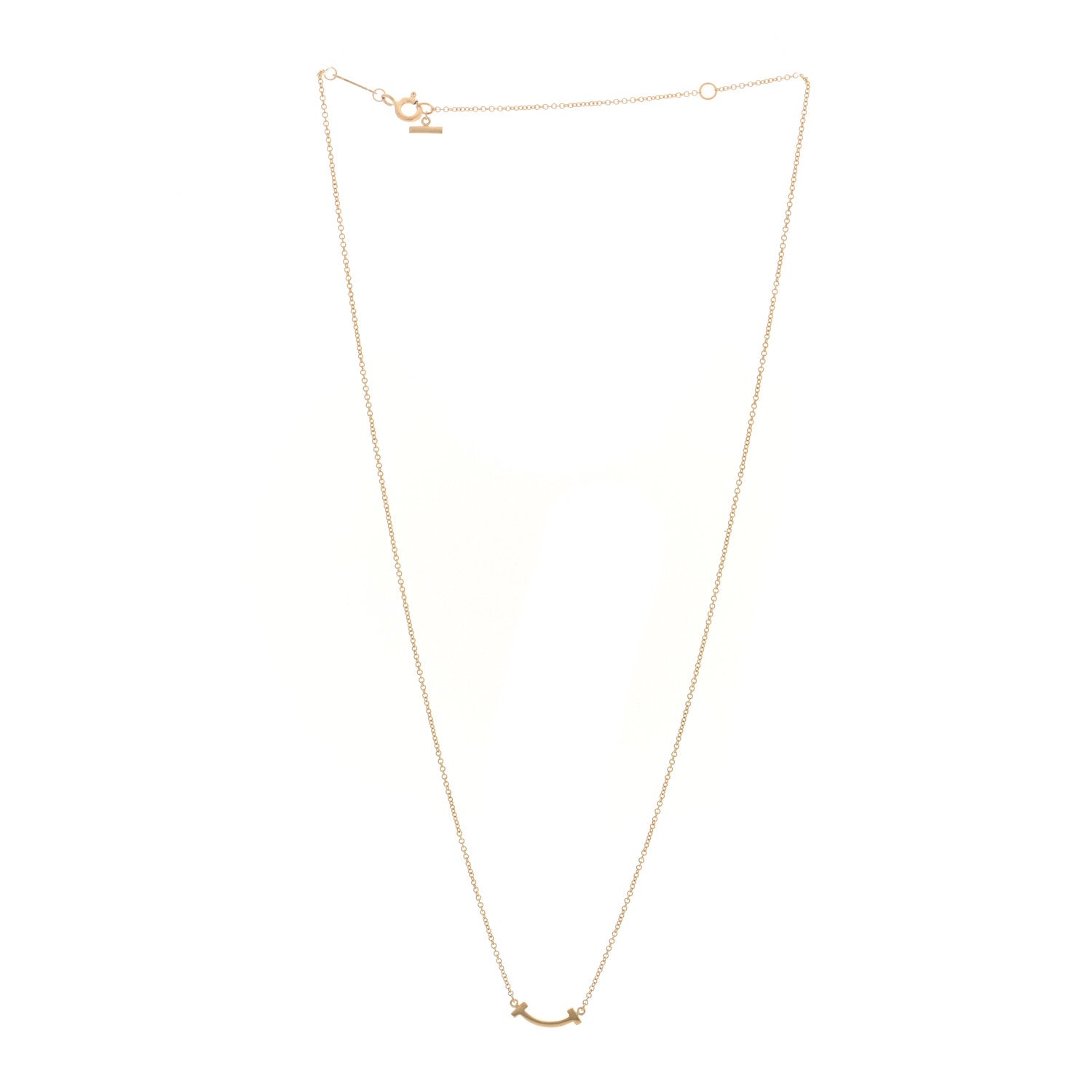 Tiffany 18K Yellow Gold Mini T Smile Pendant Necklace 3 of 5