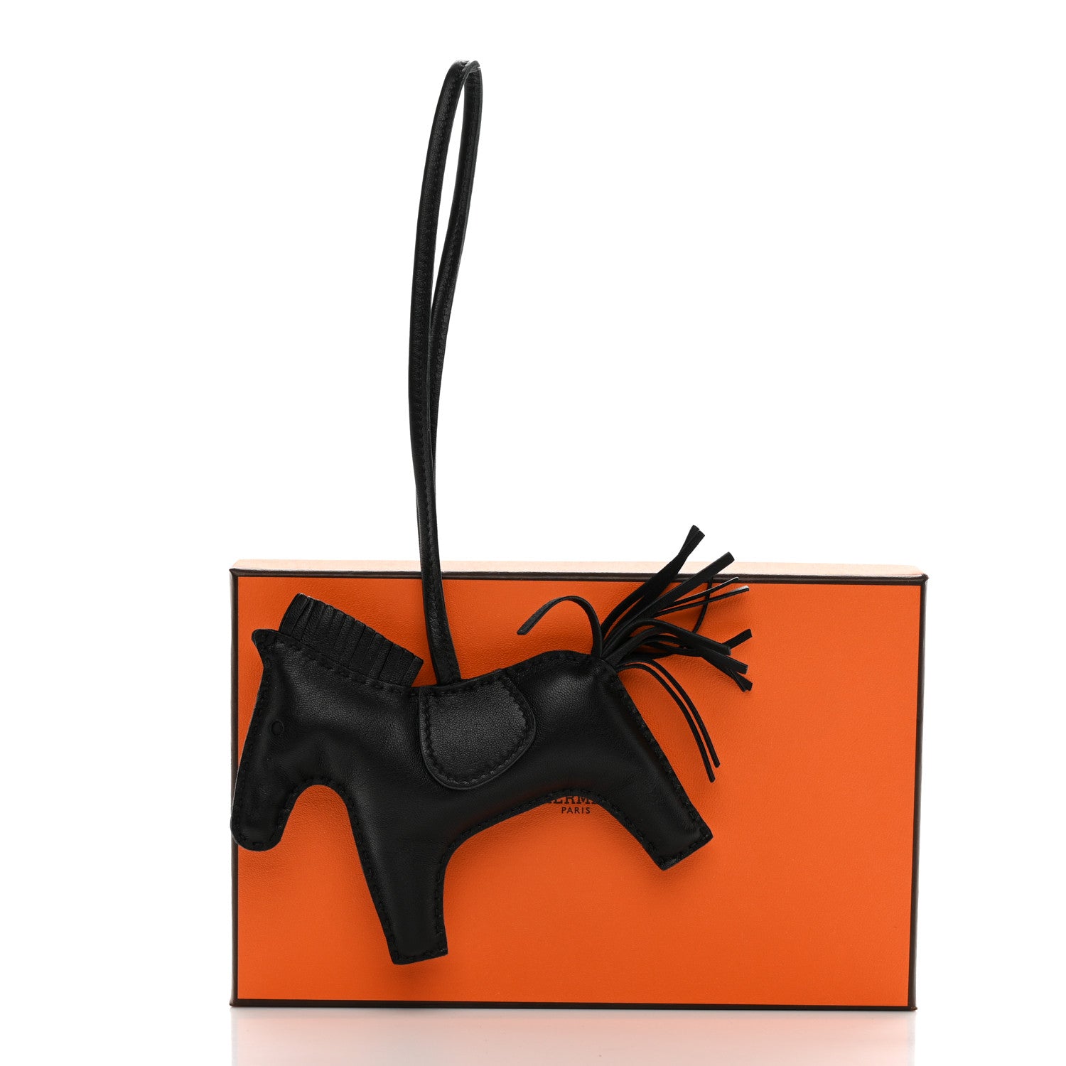 Hermes Milo Lambskin Grigri Rodeo Horse Bag Charm MM So Black 5 of 5