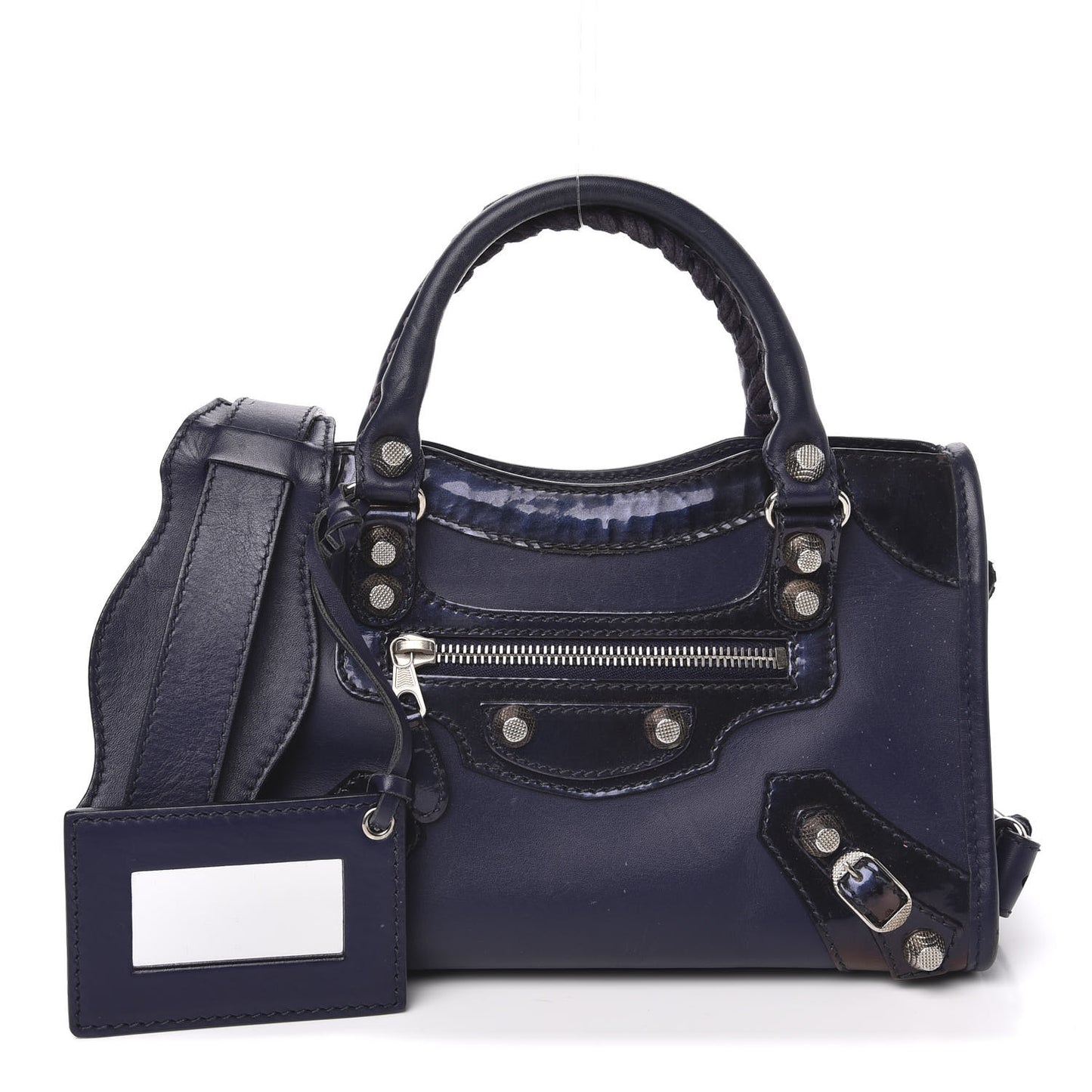 Smooth Calfskin Metallic Patent Giant 12 Silver Hardware Mini City Ultraviolet
