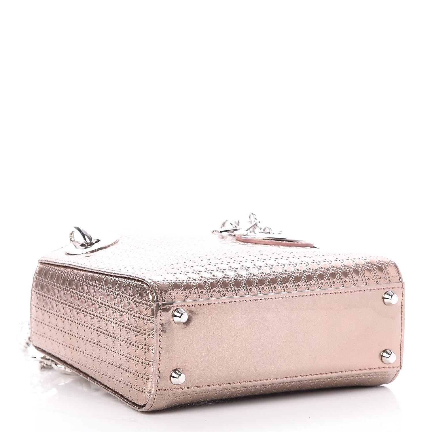 Christian Dior Metallic Patent Micro-Cannage Mini Lady Dior Champagne 4 of 7