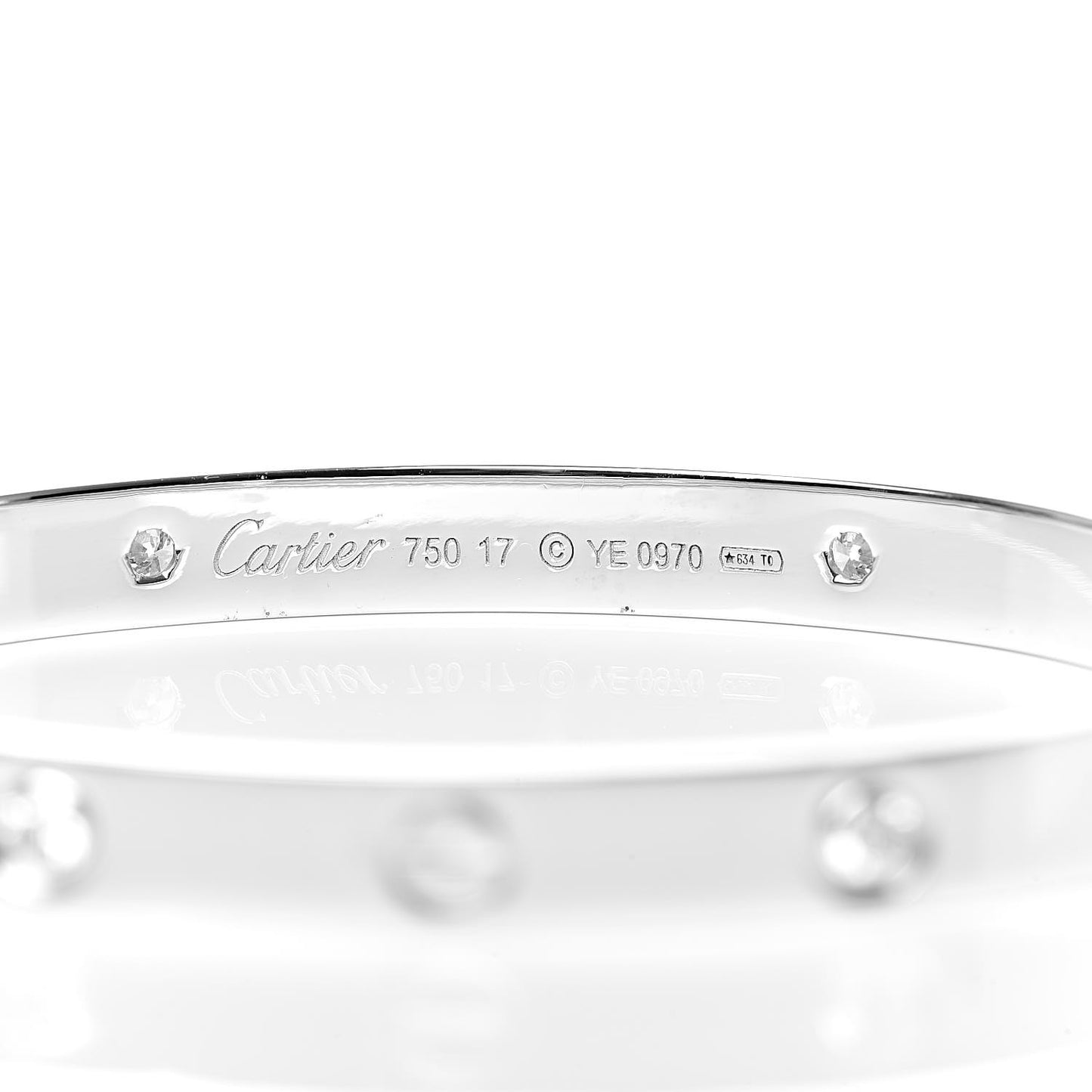 18K White Gold 4 Diamond LOVE Bracelet 17