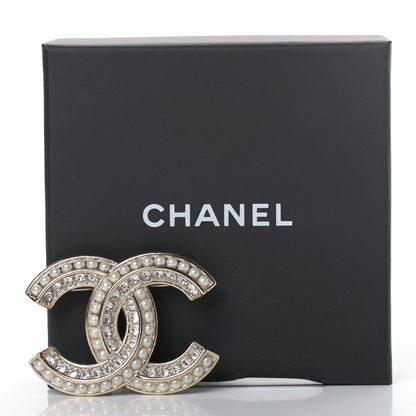 Chanel Crystal Pearl Chain Mania CC Brooch Gold 5 of 5