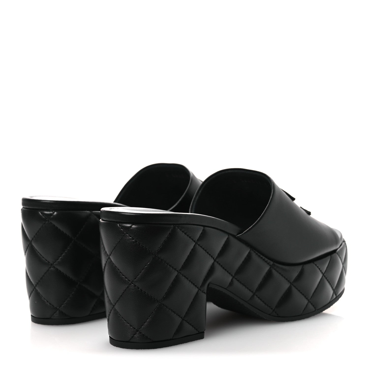 Chanel Lambskin Quilted CC Platform Mules 39 Black 5 of 11