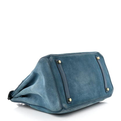 Hermes Veau Doblis Swift Grizzly Birkin 35 Bleu Tempete 4 of 12