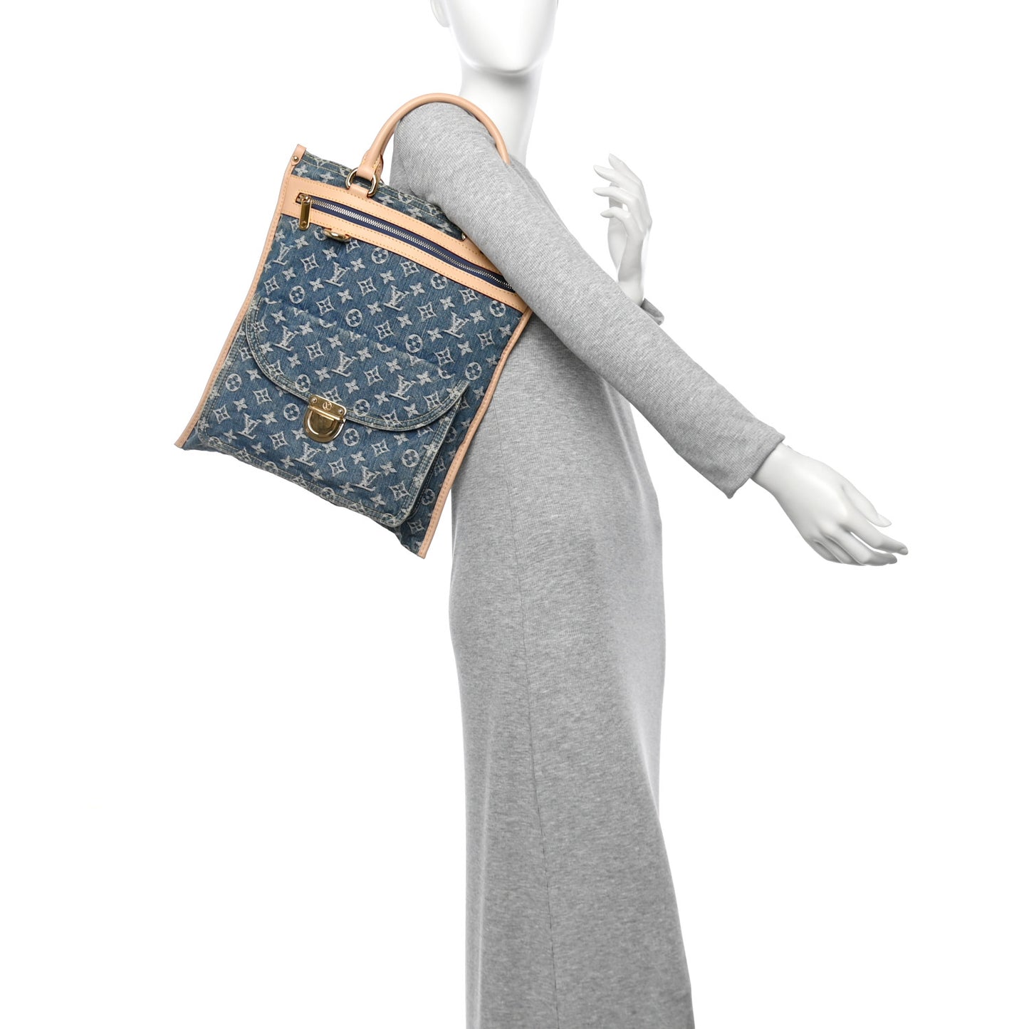 Monogram Denim Sac Plat Blue