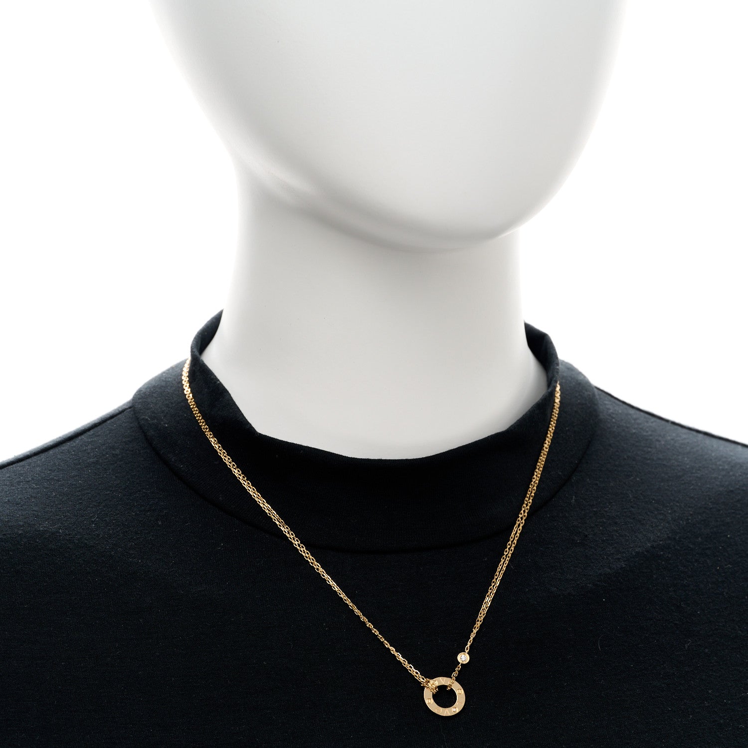 Cartier 18K Yellow Gold 2 Diamond LOVE Necklace 2 of 4