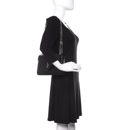 Saint Laurent Grain De Poudre Textured Mixed Matelasse Triquilt Medium Monogram Satchel Black 3 of 12