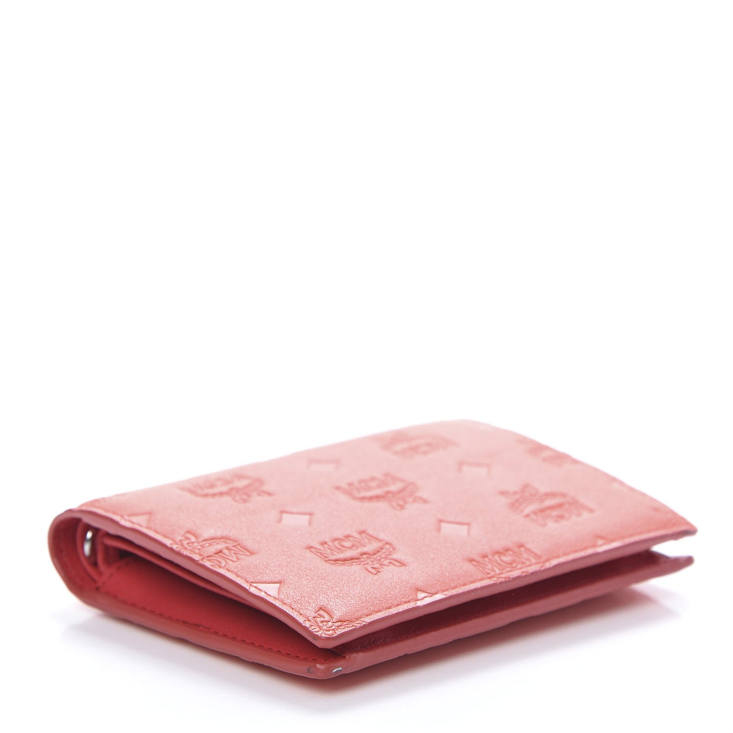 Calfskin Ottomar Monogram Bi-Fold Wallet Hot Coral