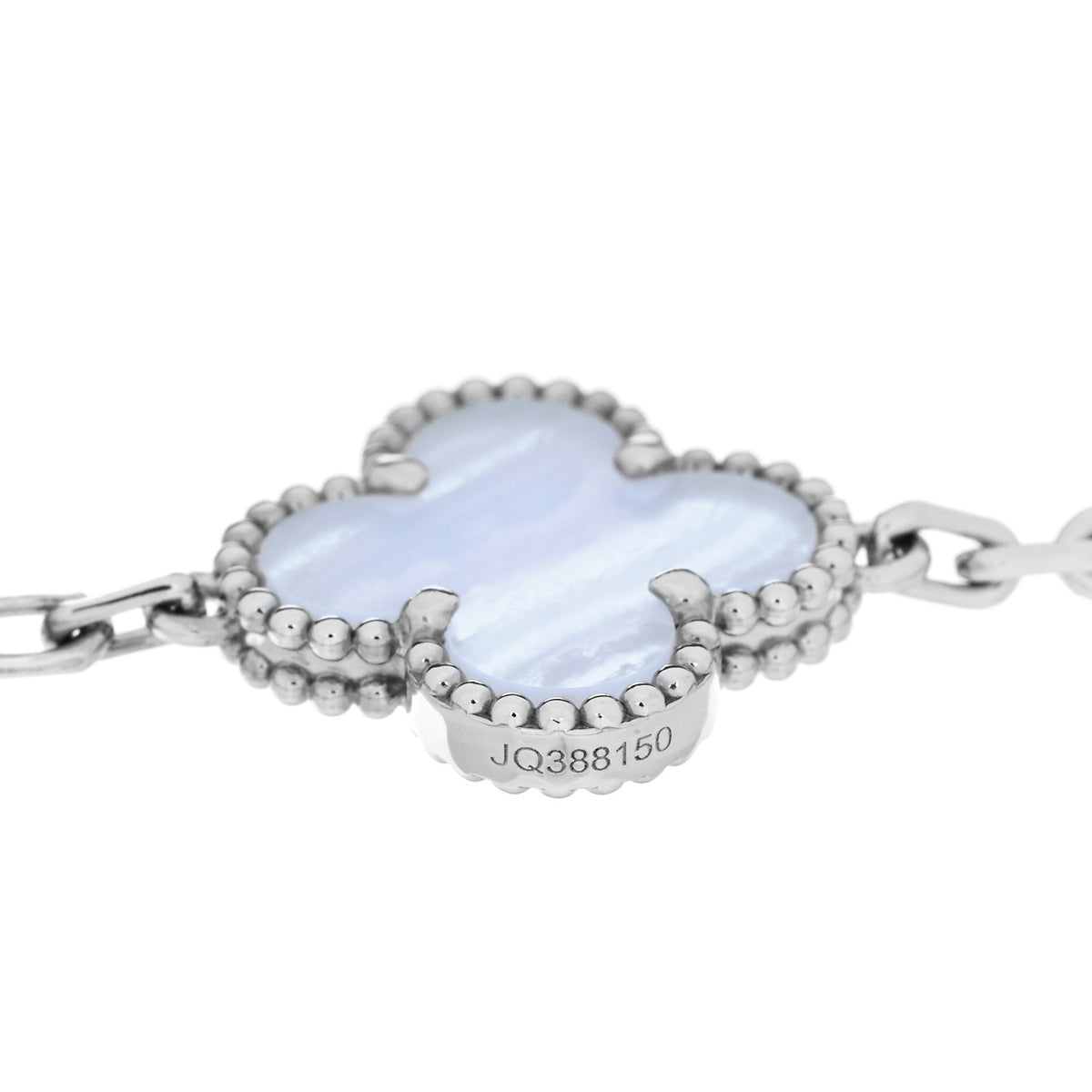 18K White Gold Chalcedony 5 Motifs Vintage Alhambra Bracelet