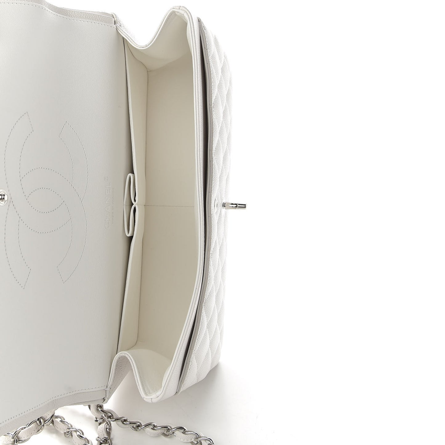 Caviar Quilted Jumbo Double Flap White