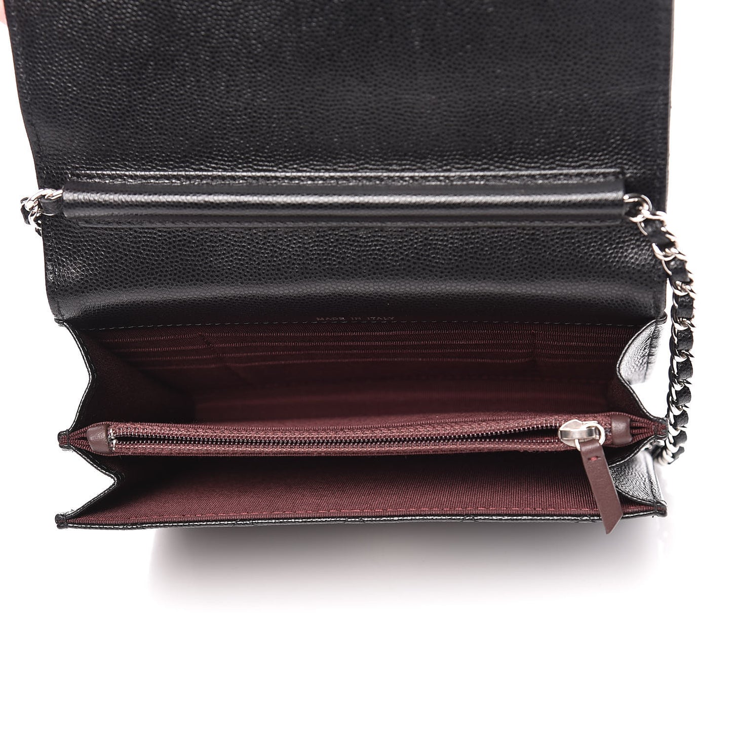 Caviar Quilted Square Wallet On Chain WOC Black