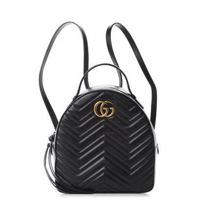 Gucci Calfskin Matelasse GG Marmont Dome Backpack Black 1 of 11