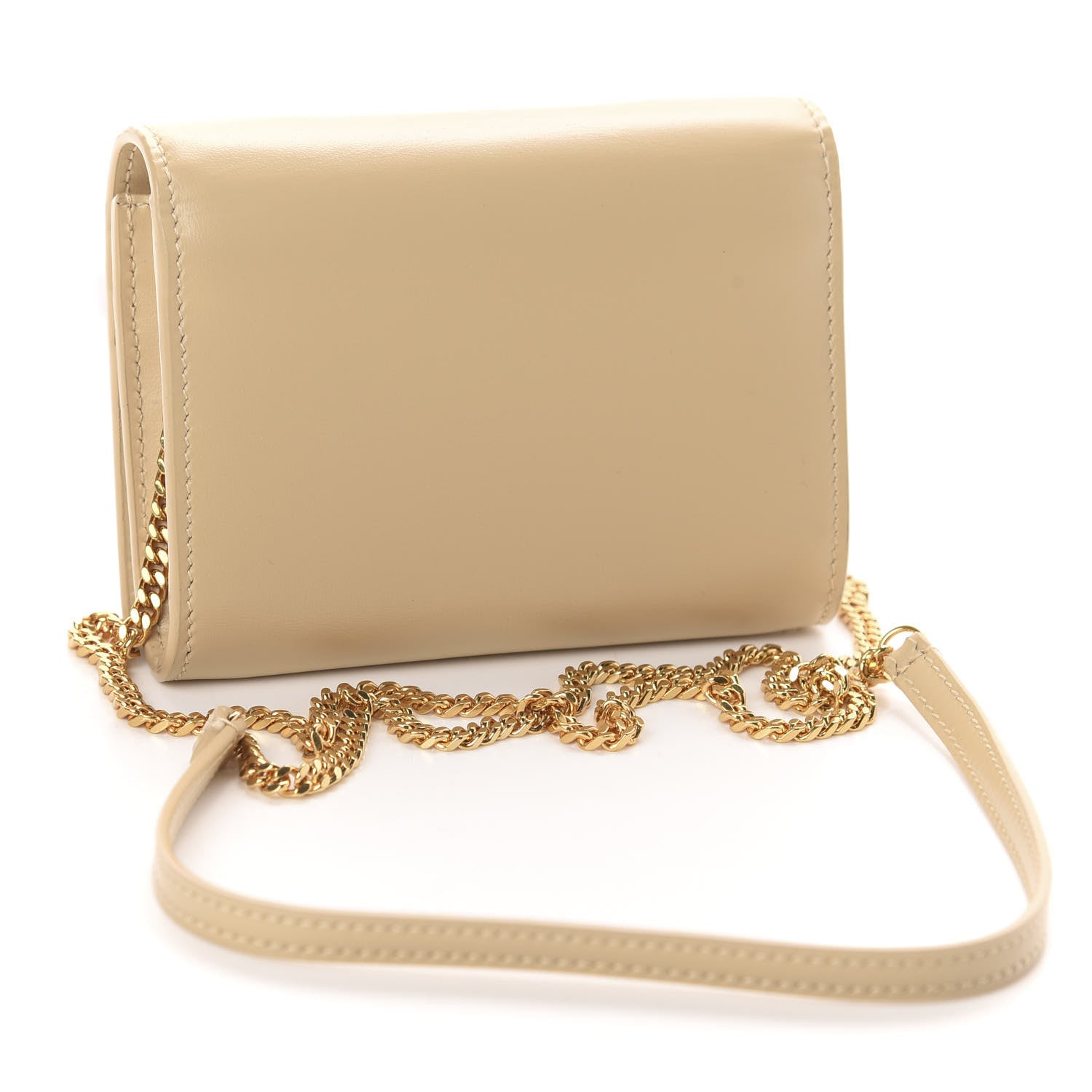 Saint Laurent Calfskin Monogram Chain Card Case Ivory Natural 2 of 11