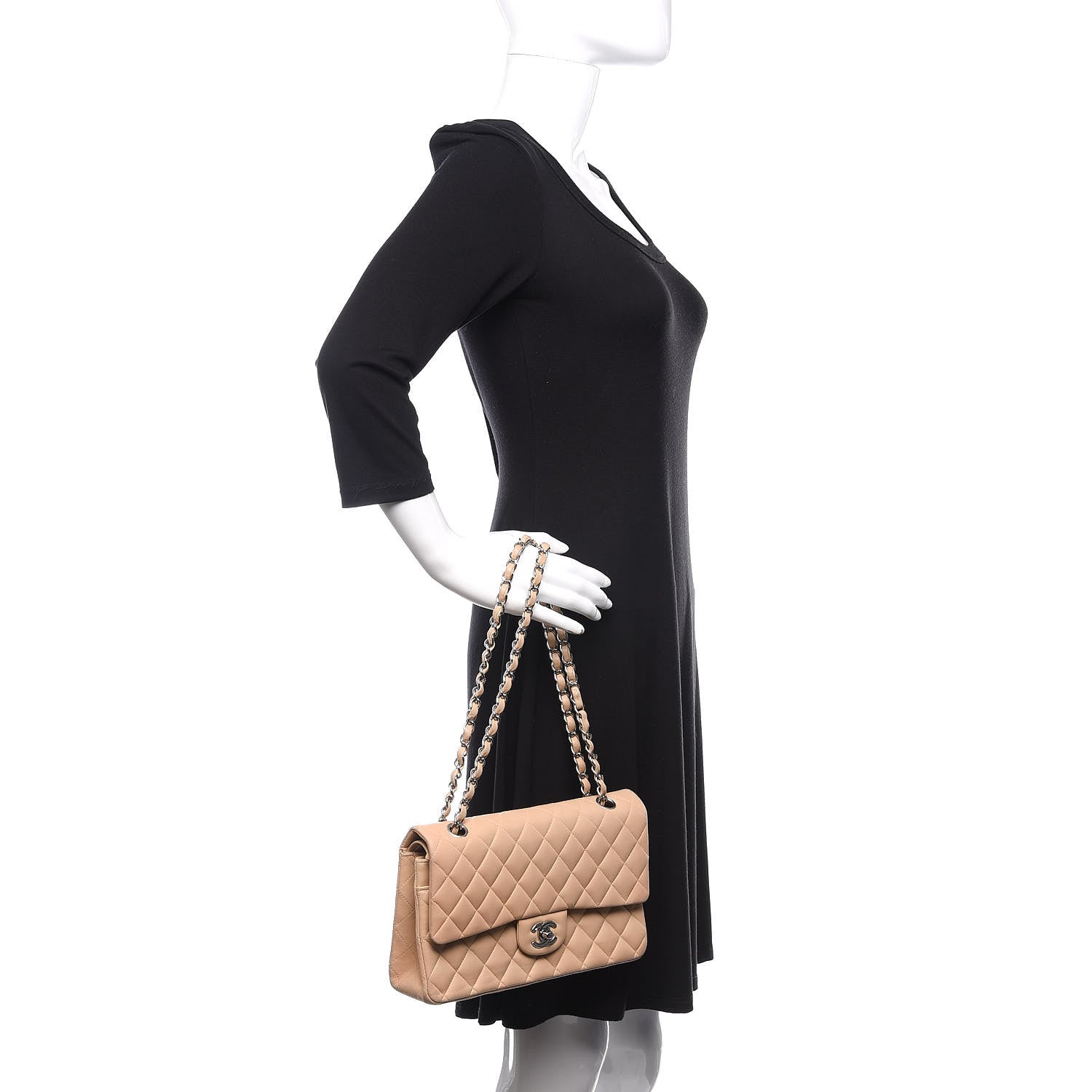 Chanel Lambskin Quilted Medium Double Flap Beige 3 of 12
