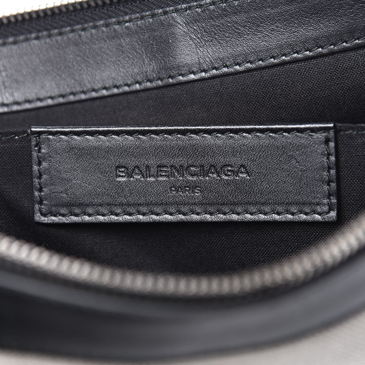 Balenciaga Calfskin Cotton Canvas Logo Clutch Black 8 of 9