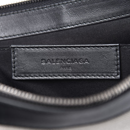 Balenciaga Calfskin Cotton Canvas Logo Clutch Black 8 of 9