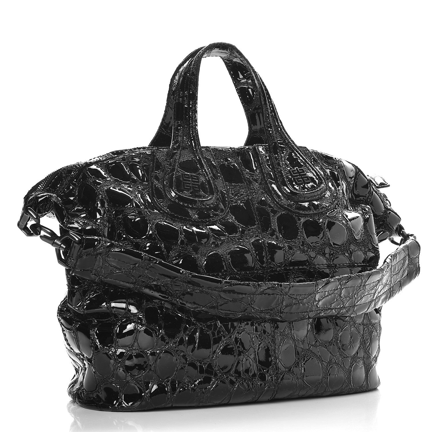 Givenchy Patent Crocodile Embossed Medium Nightingale Black 3 of 11