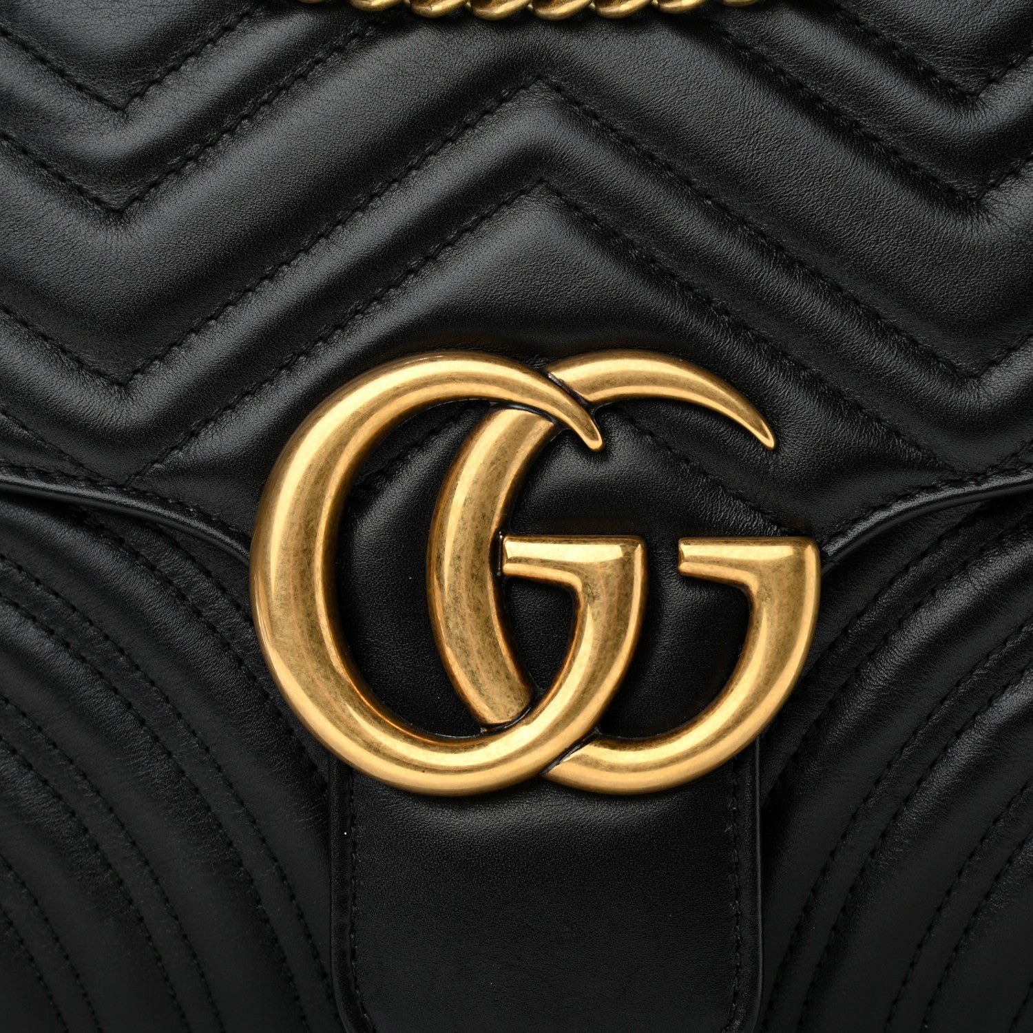 Gucci Calfskin Matelasse Medium GG Marmont Shoulder Bag Black 8 of 13