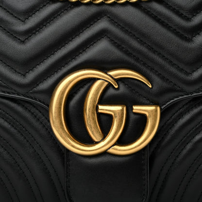 Gucci Calfskin Matelasse Medium GG Marmont Shoulder Bag Black 8 of 13