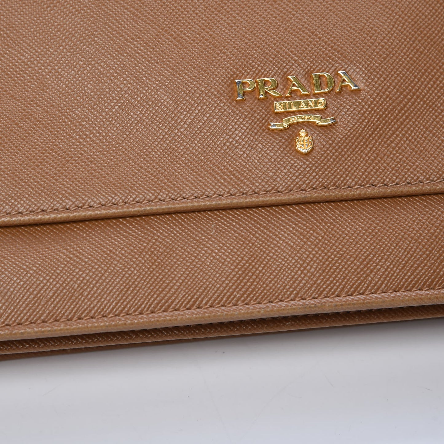 Saffiano Metal Flap Wallet Caramel