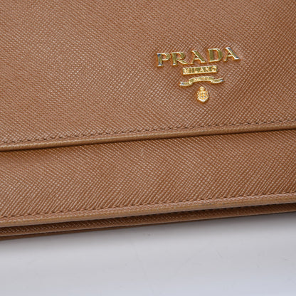 Prada Saffiano Metal Flap Wallet Caramel 10 of 11