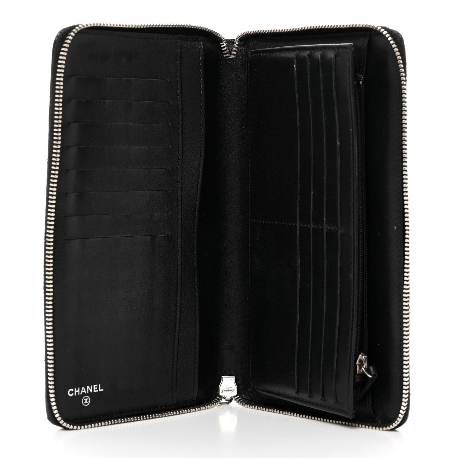 Chanel Patent Quilted Large Zip Around Organizer Wallet So Black 5 of 8
