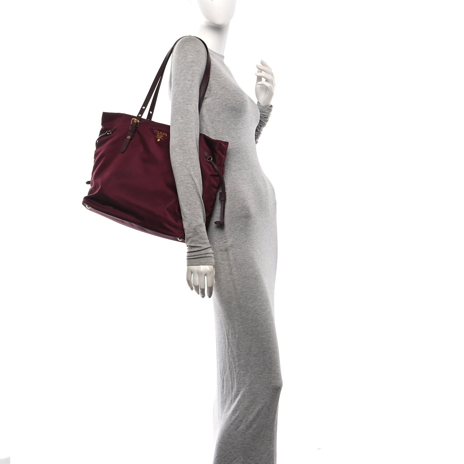 Prada Tessuto Nylon Saffiano Tote Granato 2 of 11