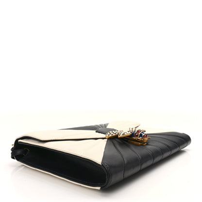 Gucci Calfskin Trapuntata Queen Margaret Clutch Mystic White Black 4 of 9